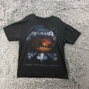 Bravado Metallica Tshirt Mens Large Master of Puppets Spellout Dark Gray